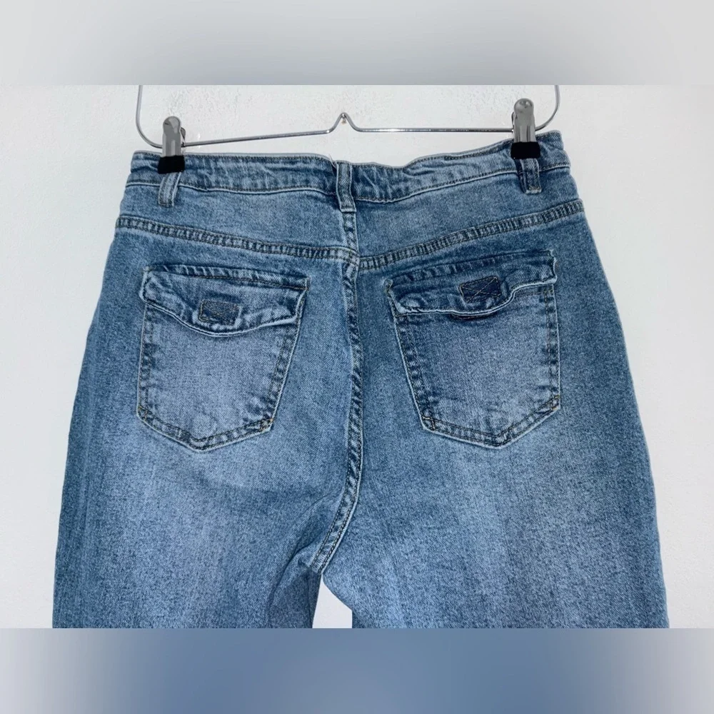 BBJ Women’s Wide Leg Cargo Denim Pocket Jeans